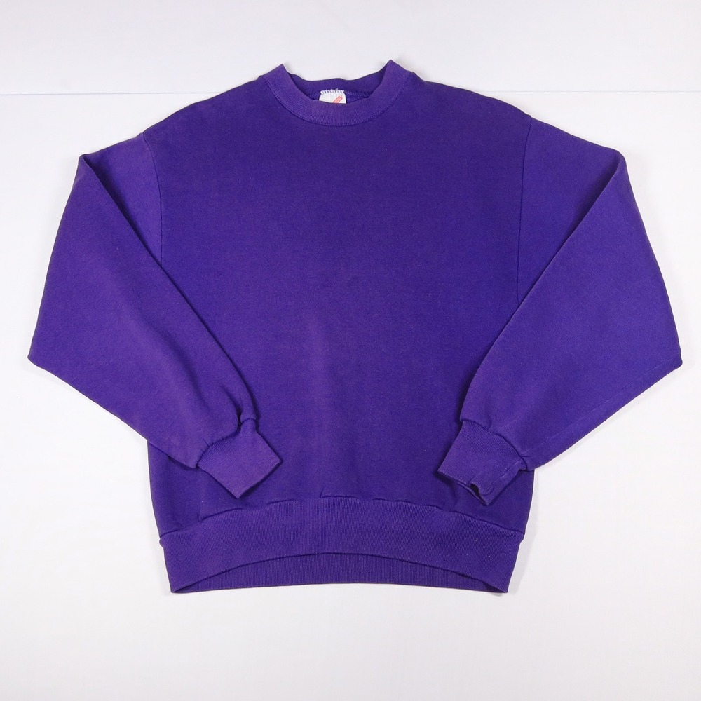 Vintage 90s Jerzees Sweatshirt Small Purple Made in USA Blank Crewneck Retro